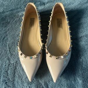 Valentino Beige Studded Women's Flats